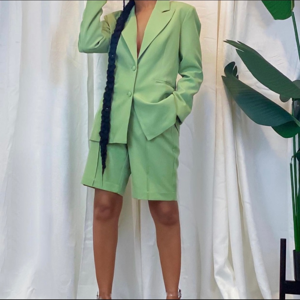 Power Up Blazer Set - Sage Green